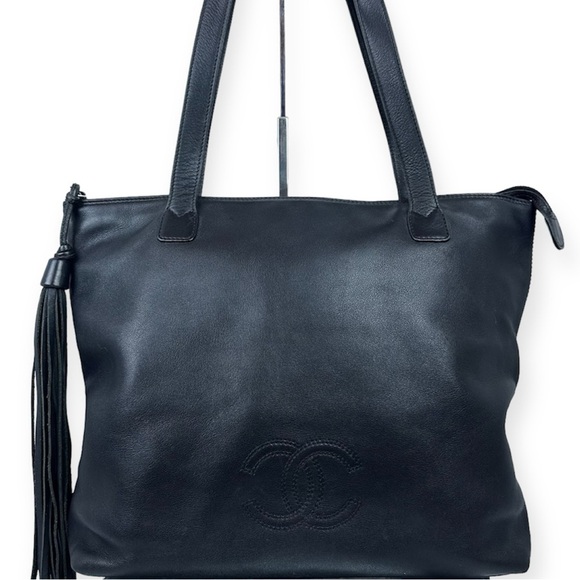 CHANEL Handbags - CHANEL CC CALFSKIN TASSEL Shopper Tote